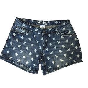Blue Epic STAR Print Denim Jean Shorts Size 10 Y2K July 4th Patriotic Summer